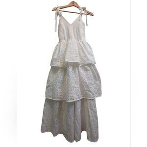 En Saison Croix Tiered Midi Dress White Cotton Eyelet New W/Partial Tags Size S